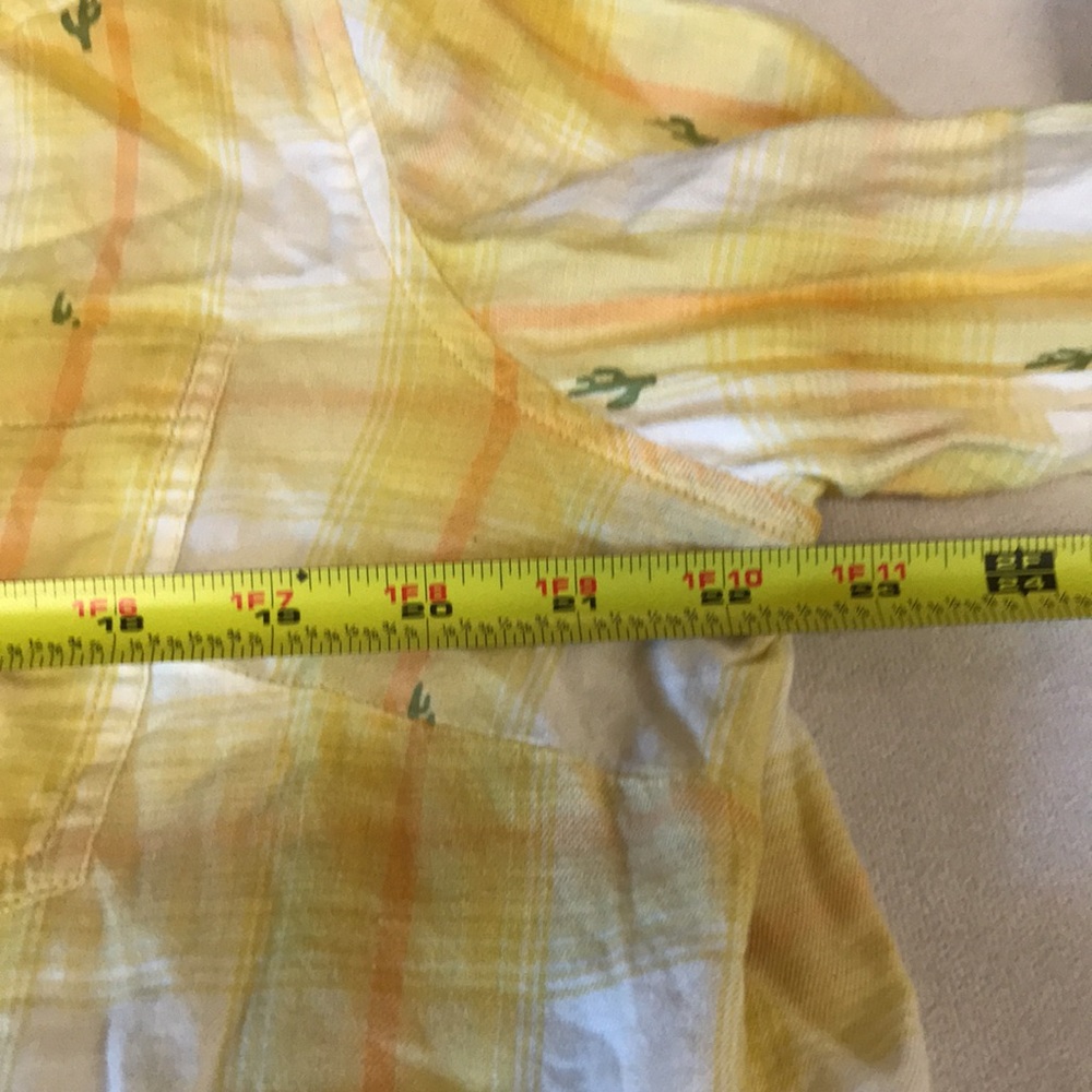 Ariat women Yellow Plaid Shirt Cactus Print XL Billie Jean long sleeve cowgirl - Picture 5 of 11